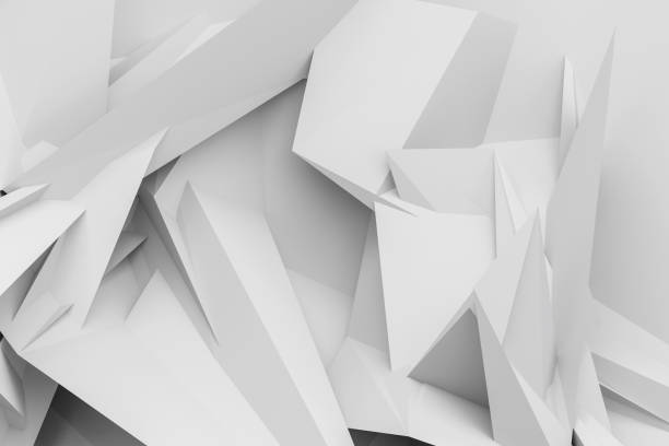 istock Monochrome Image of white and light gray triangular shapes, Polygonal shapes background, abstract background, 3d render 1291348115