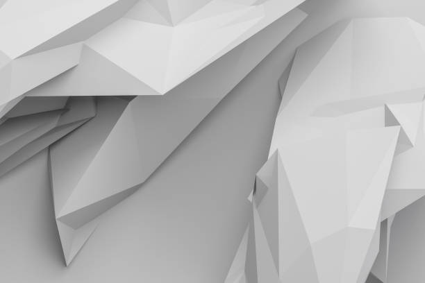 istock Monochrome Image of white and light gray triangular shapes, Polygonal shapes background, abstract background, 3d render 1291348118