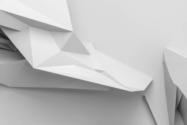 istock Monochrome Image of white and light gray triangular shapes, Polygonal shapes background, abstract background, 3d render 1291348120