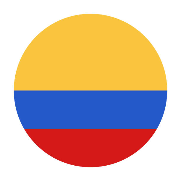ilustraciones, imágenes clip art, dibujos animados e iconos de stock de bandera de colombia en círculo sobre fondo blanco. - crear escudos de futbol