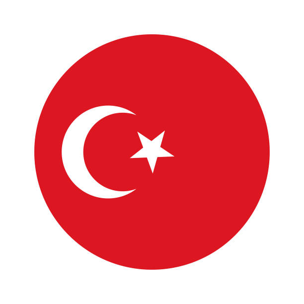ilustraciones, imágenes clip art, dibujos animados e iconos de stock de bandera de turquía en círculo sobre fondo blanco. - bandera turca