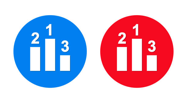 illustrations, cliparts, dessins animés et icônes de ensemble de bouton rond à la mode plat d’icône de podium - ranking blue beginnings number