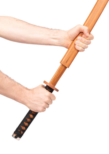 istock Wooden training sword isolated on a white background 1291352001