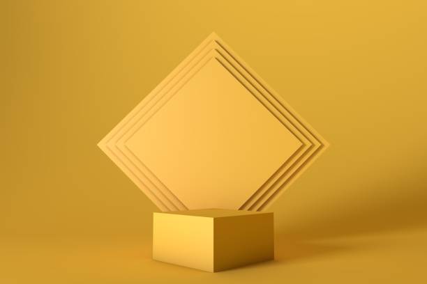 istock Empty Podium, Showcase, Product Stand on Yellow Background 1291353705