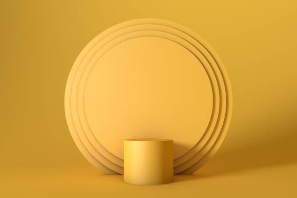 istock Empty Podium, Showcase, Product Stand on Yellow Background 1291353721
