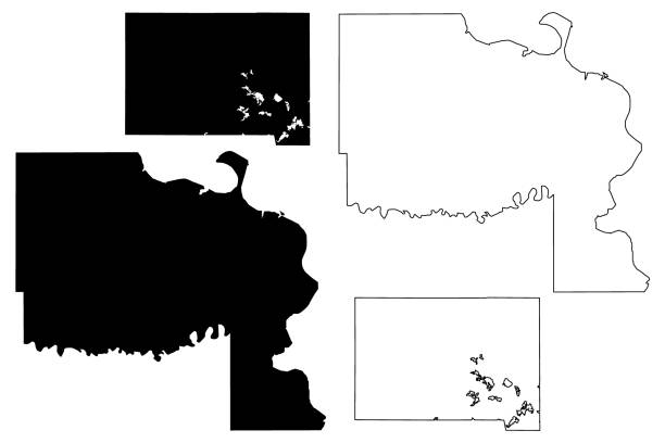 마샬과 리먼 카운티, 사우스 다코타 주 (미국 카운티, 미국, 미국) 지도 벡터 일러스트레이션, 낙서 스케치지도 - lyman stock illustrations