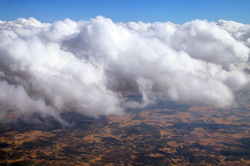 Aerial photograph taken from the window of a passenger plane.