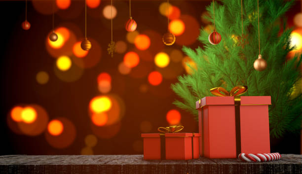 istock Christmas decoration gifts and bokeh background.3D rendering 1291359203
