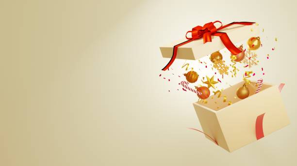 istock Christmas decoration gifts and bokeh background.3D rendering 1291359934