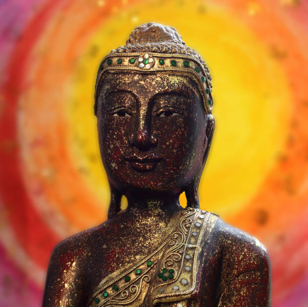 istock Head of a wooden Buddha. 1291361319