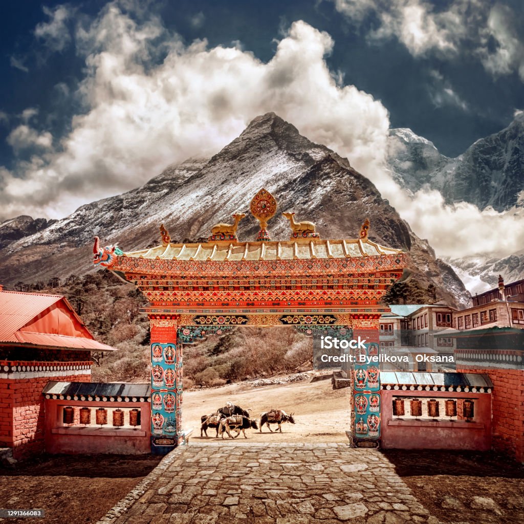 Buddhist monastery in himalayas mountain. Tengboche, Nepal Nepal Stock Photo