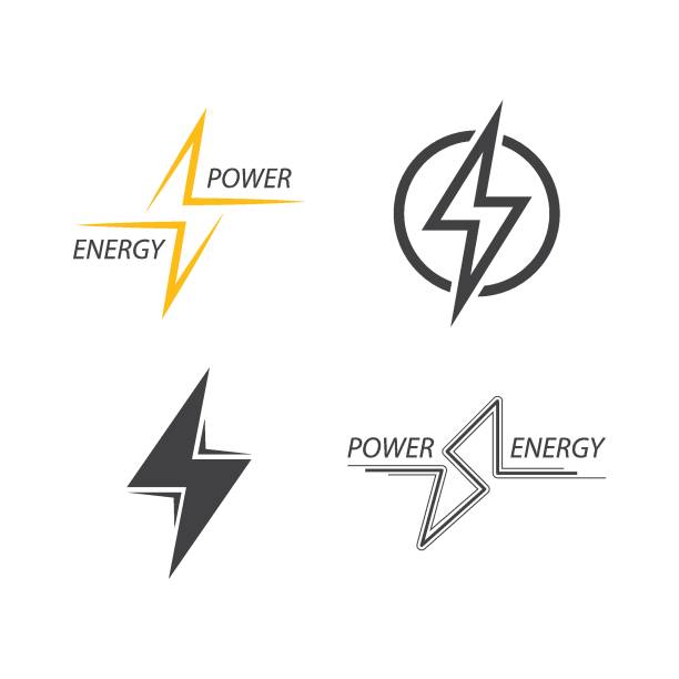 Power lightning Power lightning logo flat design zeus stock illustrations