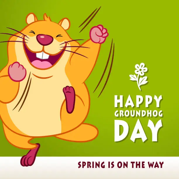 Vector illustration of Groundhog Day Spring Is On The Way