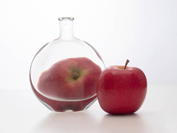 Body dysmorphic disorder (BDD) aka or body dysmorphia concept. Apples, one distorted by water.