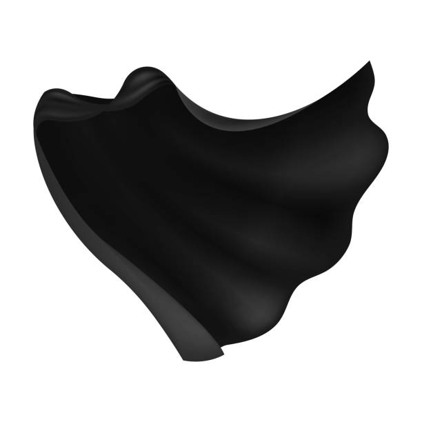 Black draped cloak. Realistic hero or dracula cape, elegant silk, velvet or satin drapery fabric, clothing for masquerade and carnival, flying costume vector 3d isolated illustration Black draped cloak. Realistic hero or dracula cape, elegant silk, velvet or satin drapery fabric, clothing for masquerade and carnival, flying costume vector 3d isolated single isolated illustration count dracula stock illustrations
