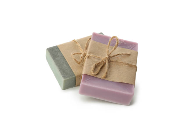 istock Natural handmade soap isolated on white background 1291370174
