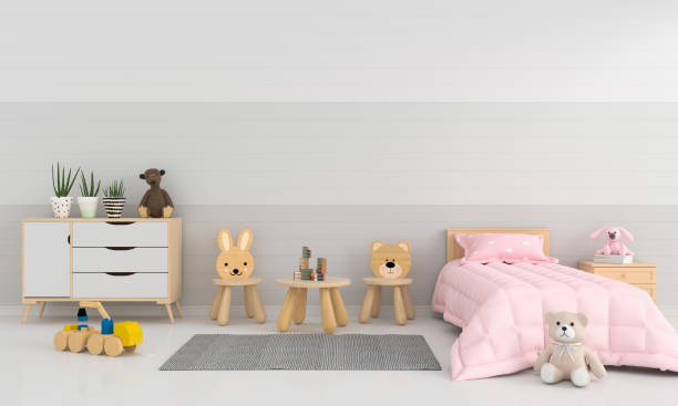 istock Gray child bedroom interior for mockup, 3D rendering 1291370552