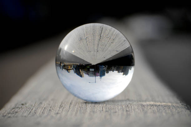 istock Street view through a lens ball. 1291371154