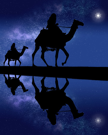 Three wise men on the way to Bethlehem - Christmas - three magi