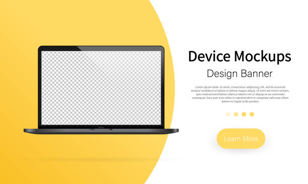 Device mockups banner. Laptop blank screen, notebook mockup. Template for infographics or presentation UI design interface. Vector on isolated white background. EPS 10 Device mockups banner. Laptop blank screen, notebook mockup. Template for infographics or presentation UI design interface. Vector on isolated white background. EPS 10. black notebook stock illustrations