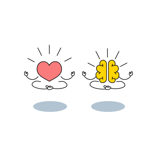Balance between brain and heart icon Balance between brain and heart icon. Vector illustration meditation stock illustrations
