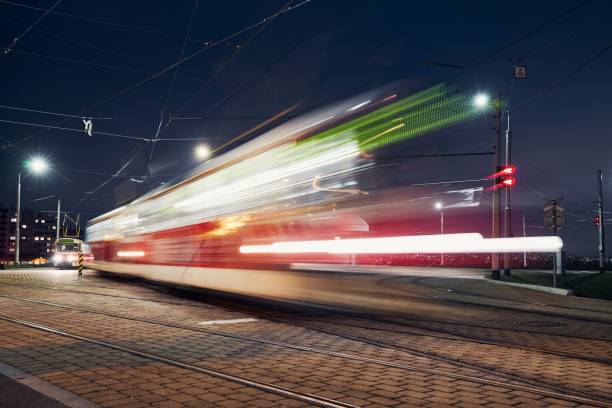 istock Tram at station of public transportation 1291375325