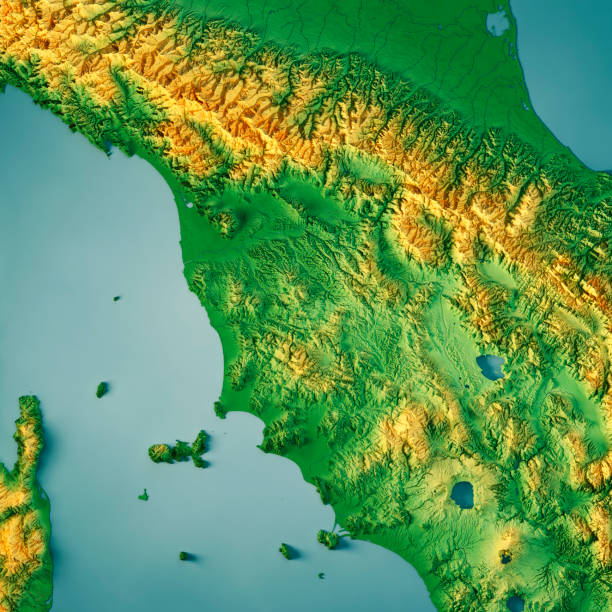 istock Tuscany Italy 3D Render Topographic Map Color 1291376179
