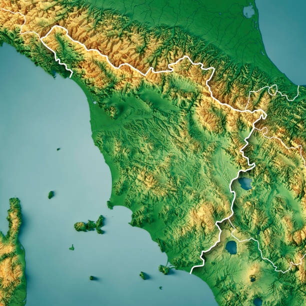 istock Tuscany Italy 3D Render Topographic Map Color Border 1291376821