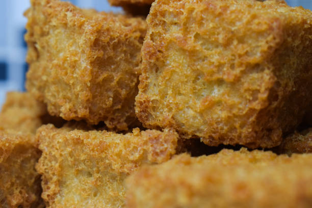 istock Close Up Delicious Fried Tofu On Plate 1291378432