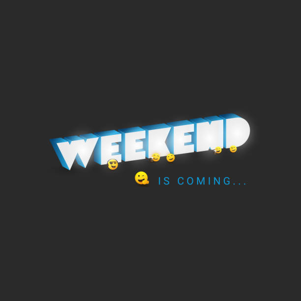 illustrations, cliparts, dessins animés et icônes de week-end à venir typescript avec emoji - the end approaching day people