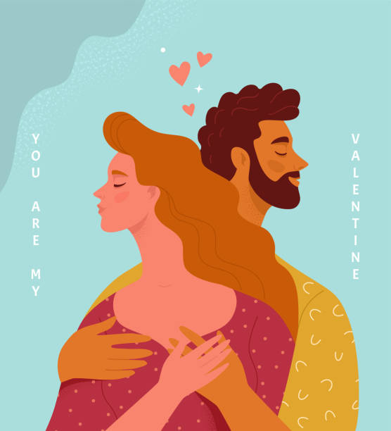 открытка "ты мой валентин". - beautiful heart shape beauty caucasian stock illustrations