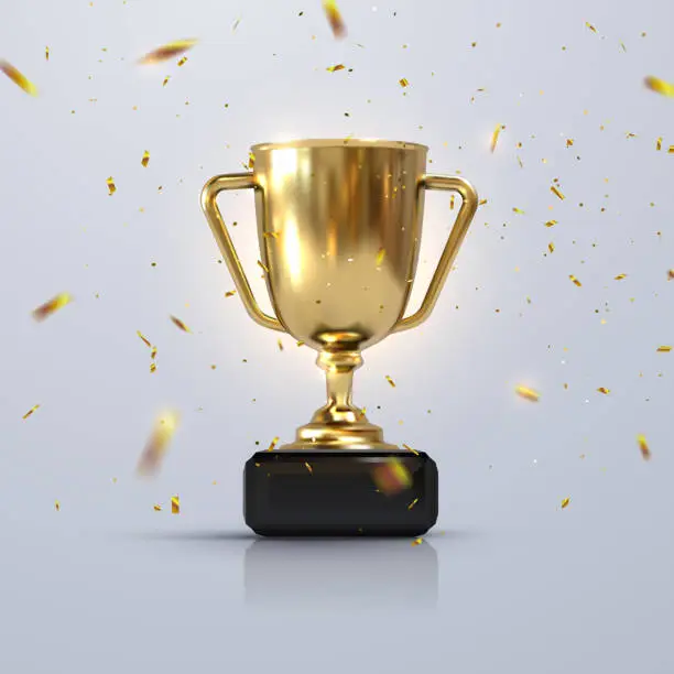 Vector illustration of Golden champion cup isolated on white background.