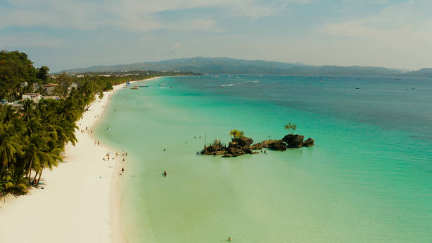 istock Boracay island with white sandy beach, Philippines 1291385435
