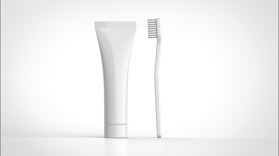 toothbrush and tooth paste front 3d