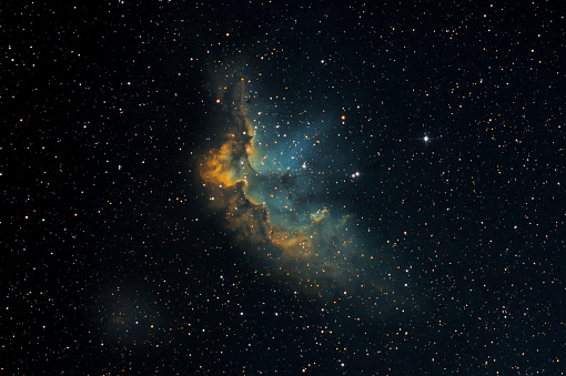 NGC7380 nebula also know as Wizard in HST palette taken with dedicated astrophotography camera on the telescope