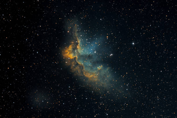NGC7380 Wizard nebula in HST palette NGC7380 nebula also know as Wizard in HST palette taken with dedicated astrophotography camera on the telescope hubble space telescope photos stock pictures, royalty-free photos & images