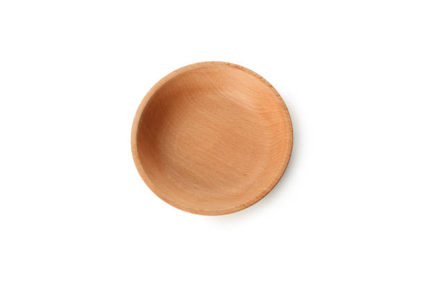 istock Empty wooden bowl isolated on white background 1291395928