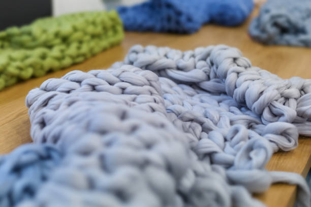 istock Merino wool handmade knitted large blanket 1291396757