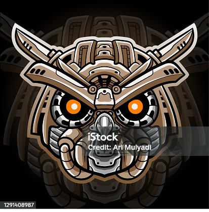 istock Owl mecha head mascot. esport logo design 1291408987
