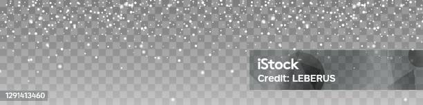 Seamless Realistic Falling Snow Isolated On Transparent Background ...