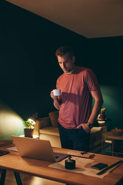 istock Handsome Young Student Attending an Online Class at Home 1291413506