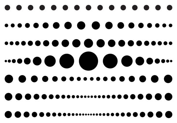 Dot line set. Dotted divider collection. Vector circle lines patterns. Template simple page border. Black graphic design element isolated on white background. Eps 10. Dot line set. Dotted divider collection. Vector circle lines patterns. Template simple page border. Black graphic design element isolated on white background. Eps 10. in a row single line symbol underline stock illustrations