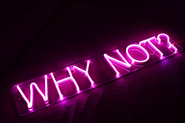 istock Pink neon sign why not?. Trendy style. 1291424388