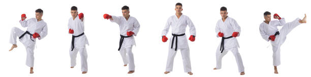 istock Portraits of man fighter on white 1291424842