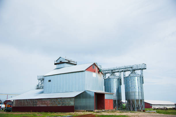istock Steel grain silos used to store grain 1291427212