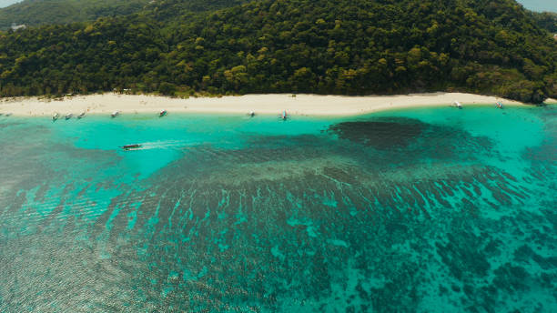 istock Boracay island with white sandy beach, Philippines 1291427519