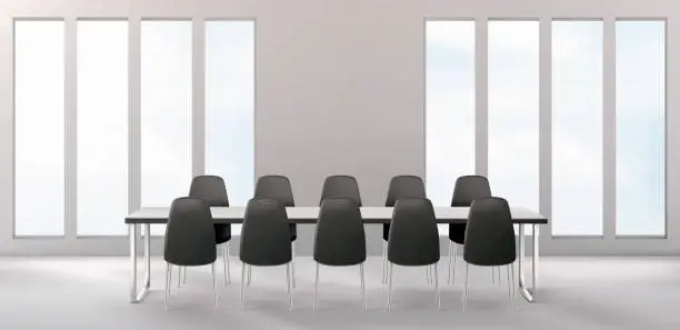 Vector illustration of Boardroom with furniture, empty conference room
