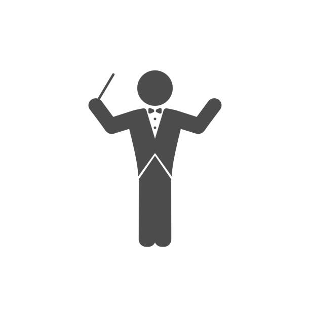 musikleiter-symbol in flach, vektor - dirigent stock-grafiken, -clipart, -cartoons und -symbole