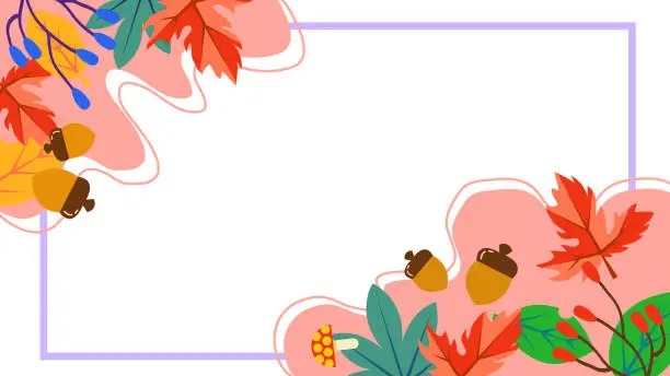 Vector illustration of Autumn illustration material frame frame.