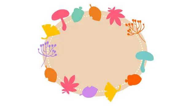 Vector illustration of Autumn material round frame illustration